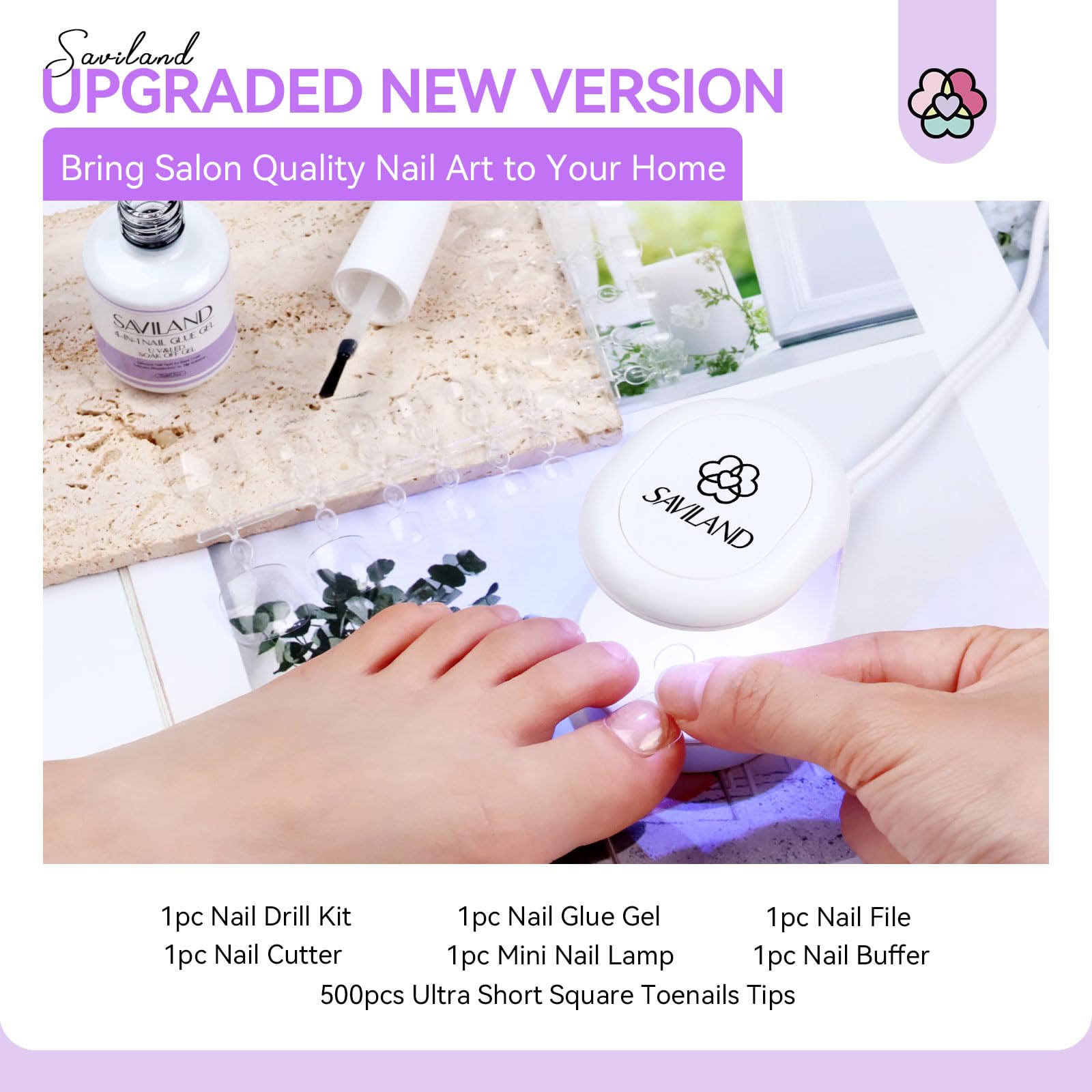 SAVILAND nail drill kit for precise filing and gentle removal at home.