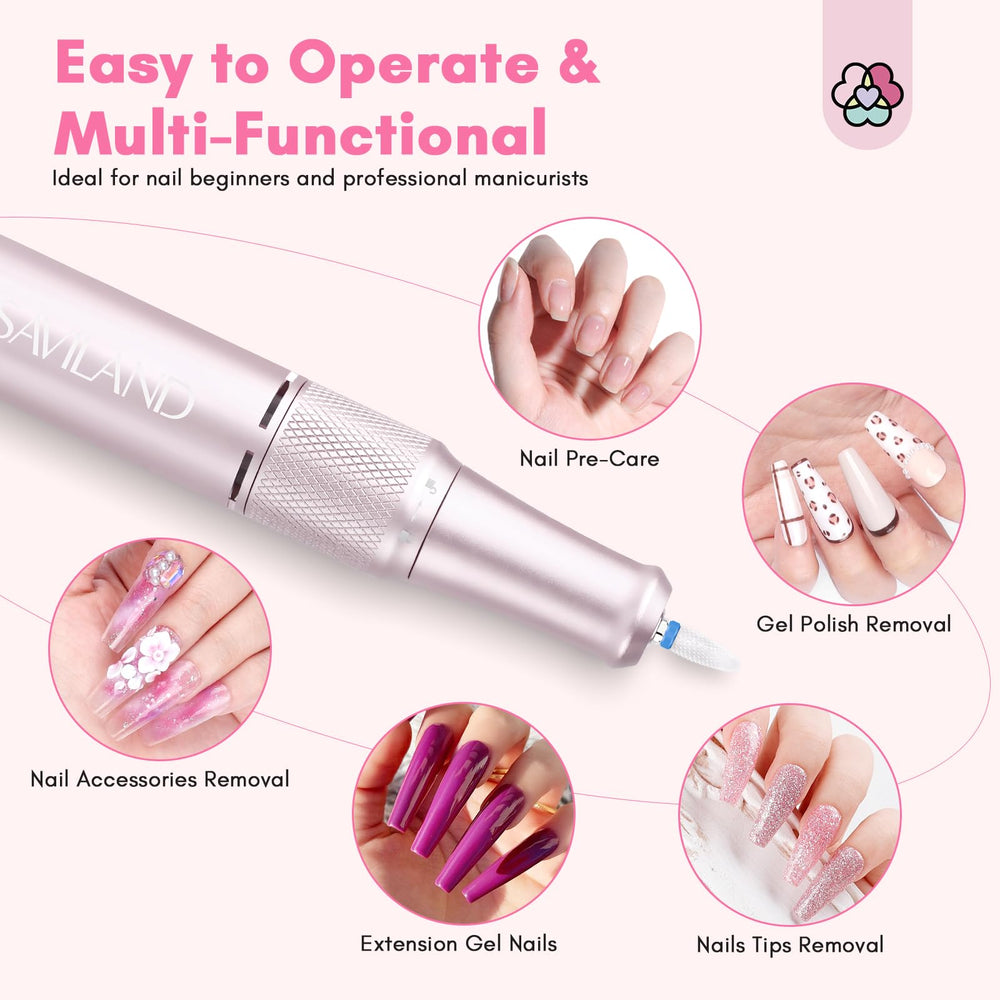 SAVILAND nail drill pen with LCD display enables precise speed control.