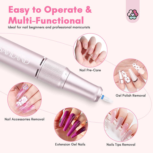 SAVILAND nail drill pen with LCD display enables precise speed control.