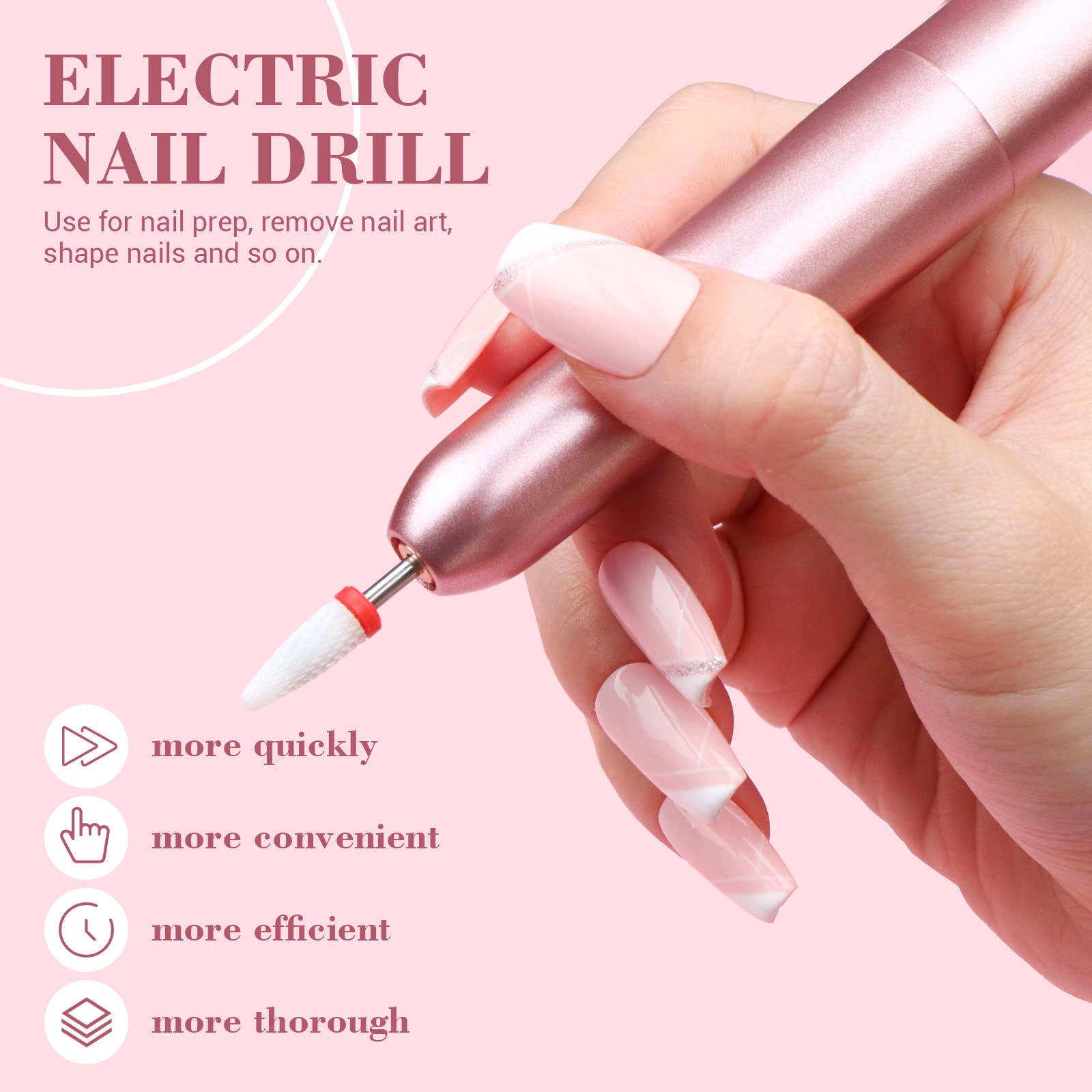 SAVILAND nail drill with adjustable speed supports efficient shaping and cuticle removal
