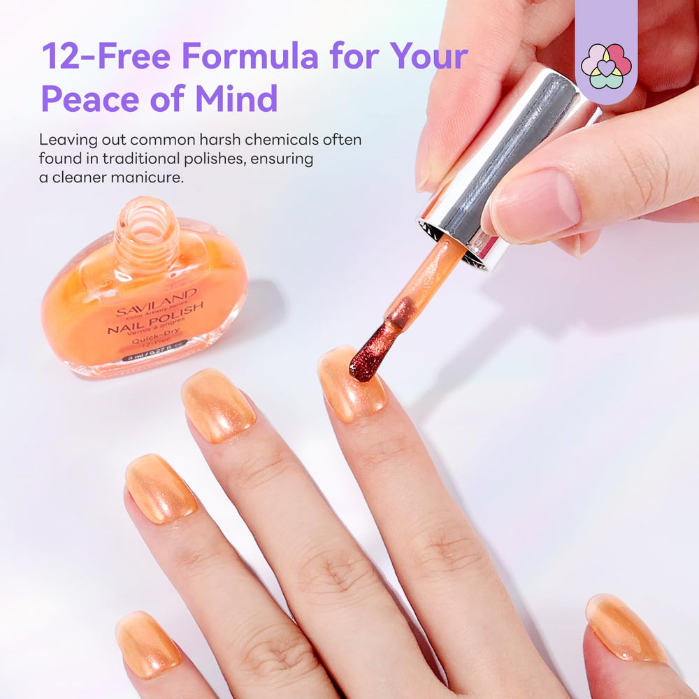 SAVILAND fast-drying polish application for busy mornings.