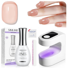 SAVILAND One-Step Gel Nail Polish Kit bottle with sheer jelly nude finish for easy at-home manicure.