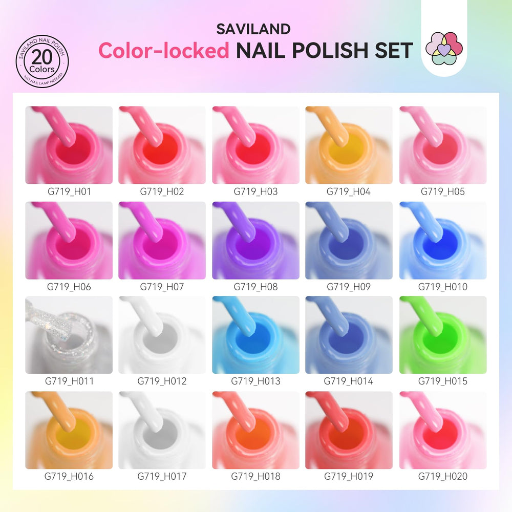 SAVILAND pastel polish bottles close-up highlighting vibrant, easy to apply colors.