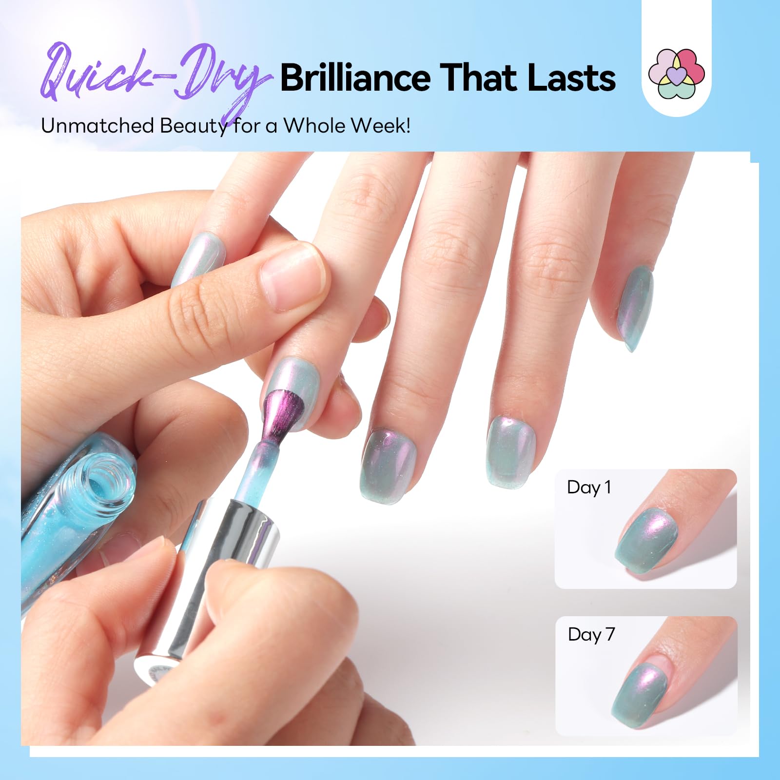 SAVILAND Pearlescent Nail Polish Set Pearl White shade for clean nails.