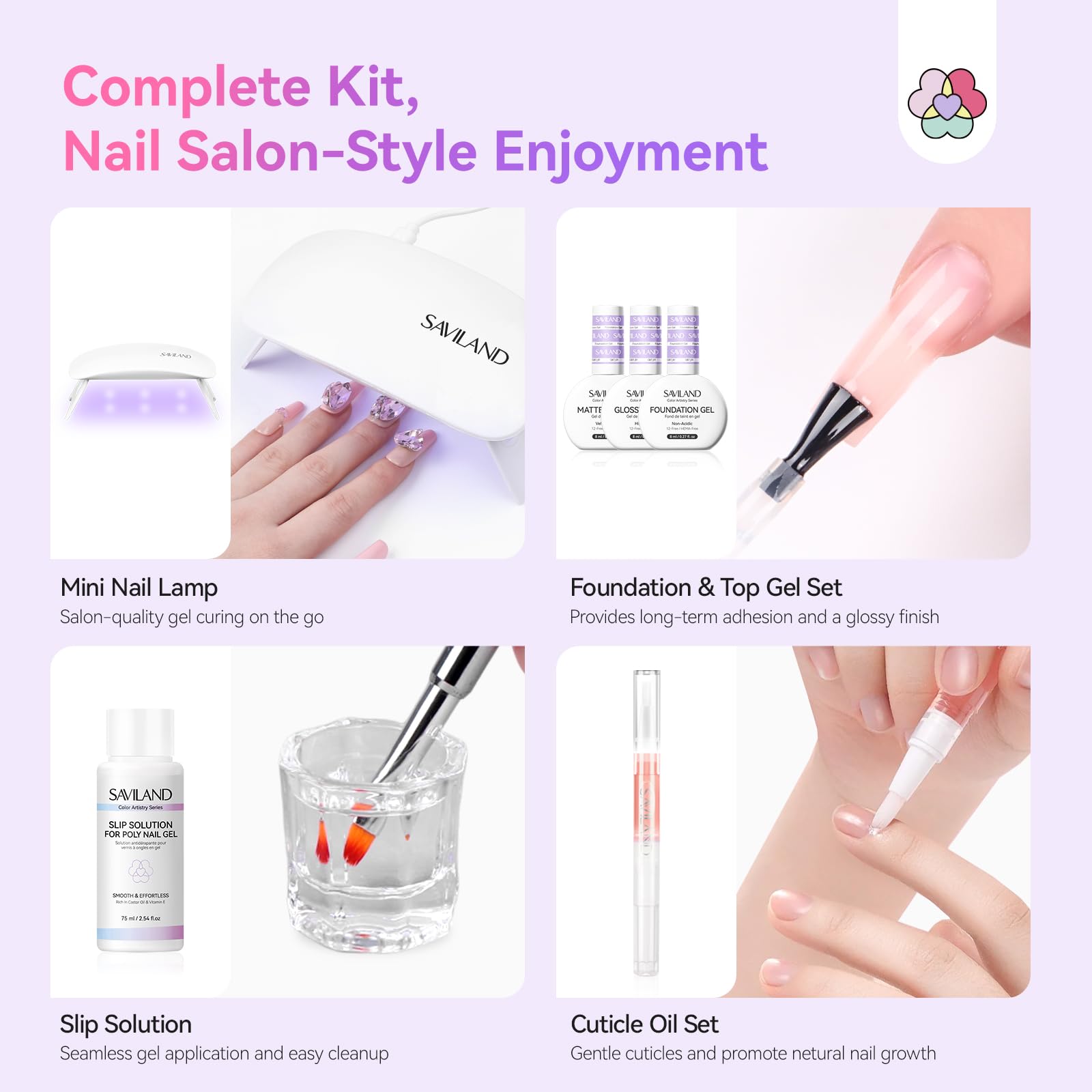 SAVILAND Poly Gel Kit nail nourishing ingredients boost care.