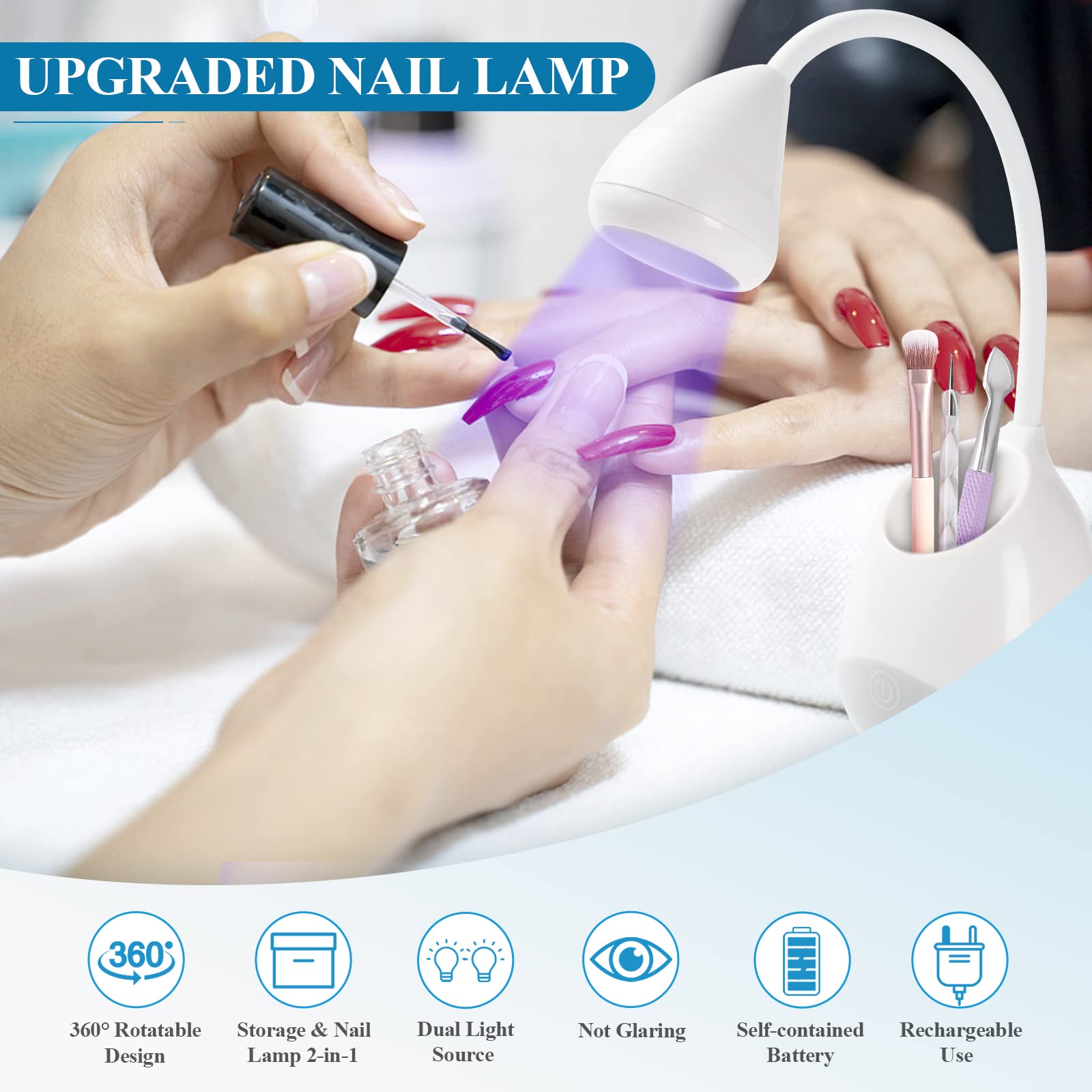 SAVILAND portable Type-C rechargeable nail lamp ideal for travel and home use.