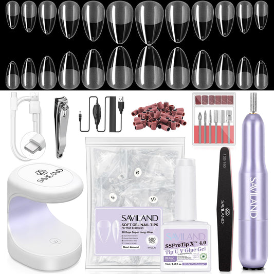 SAVILAND Pro Gel Nail Kit with Drill front view for a complete, durable manicure setup.
