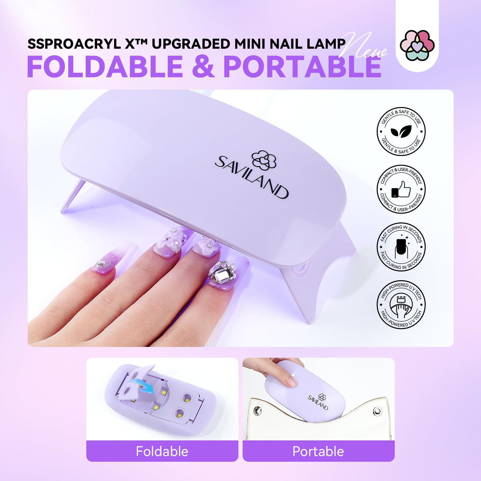 SAVILAND all-in-one set organized on table for easy DIY manicure.