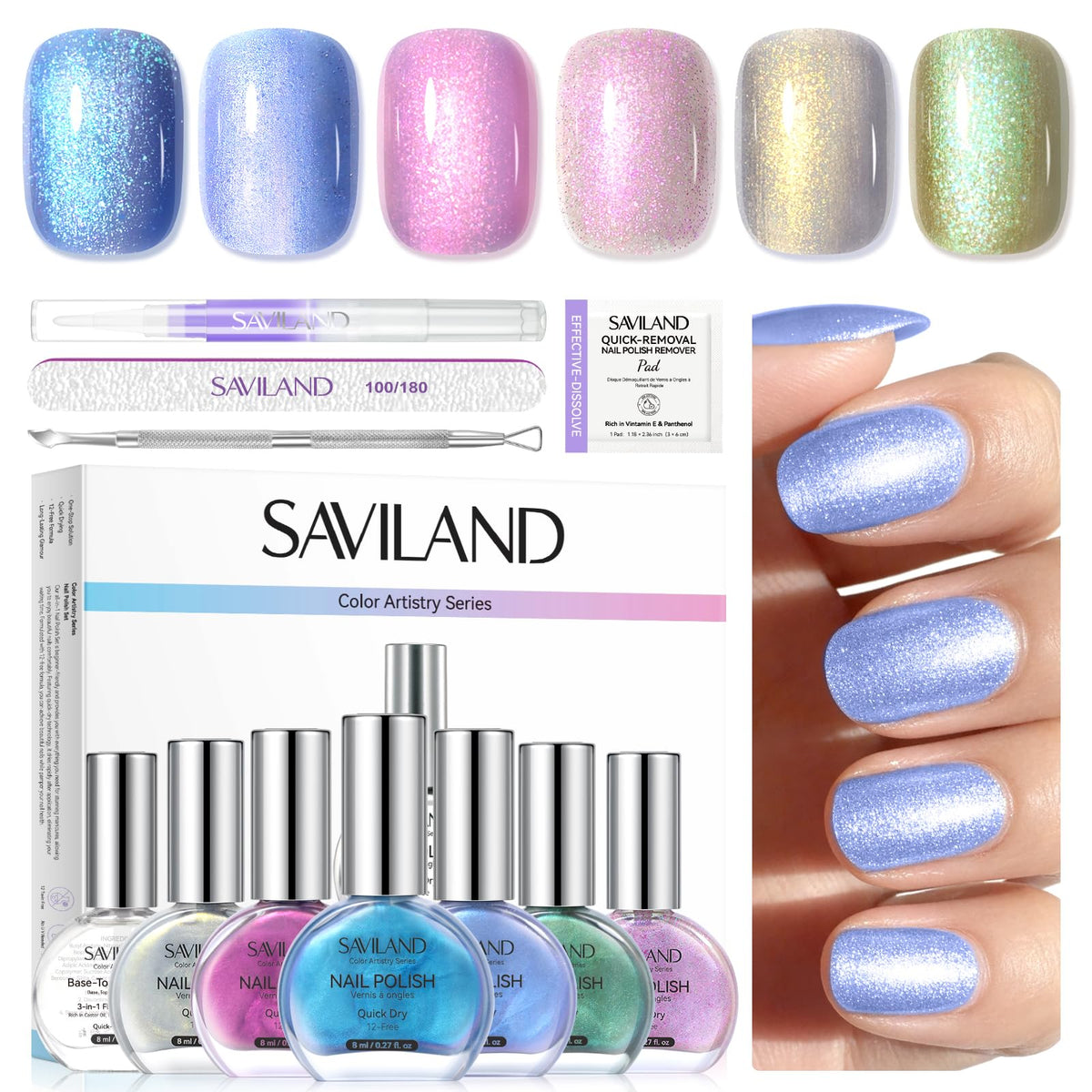 SAVILAND Quick-Dry Aurora kit packaging showing all-in-one set for gifting