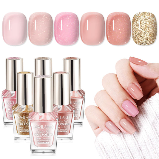 SAVILAND Quick Dry Nail Polish six-piece color set swatch for effortless daily looks.