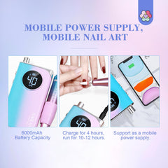 SAVILAND rechargeable nail file with LCD display during use.