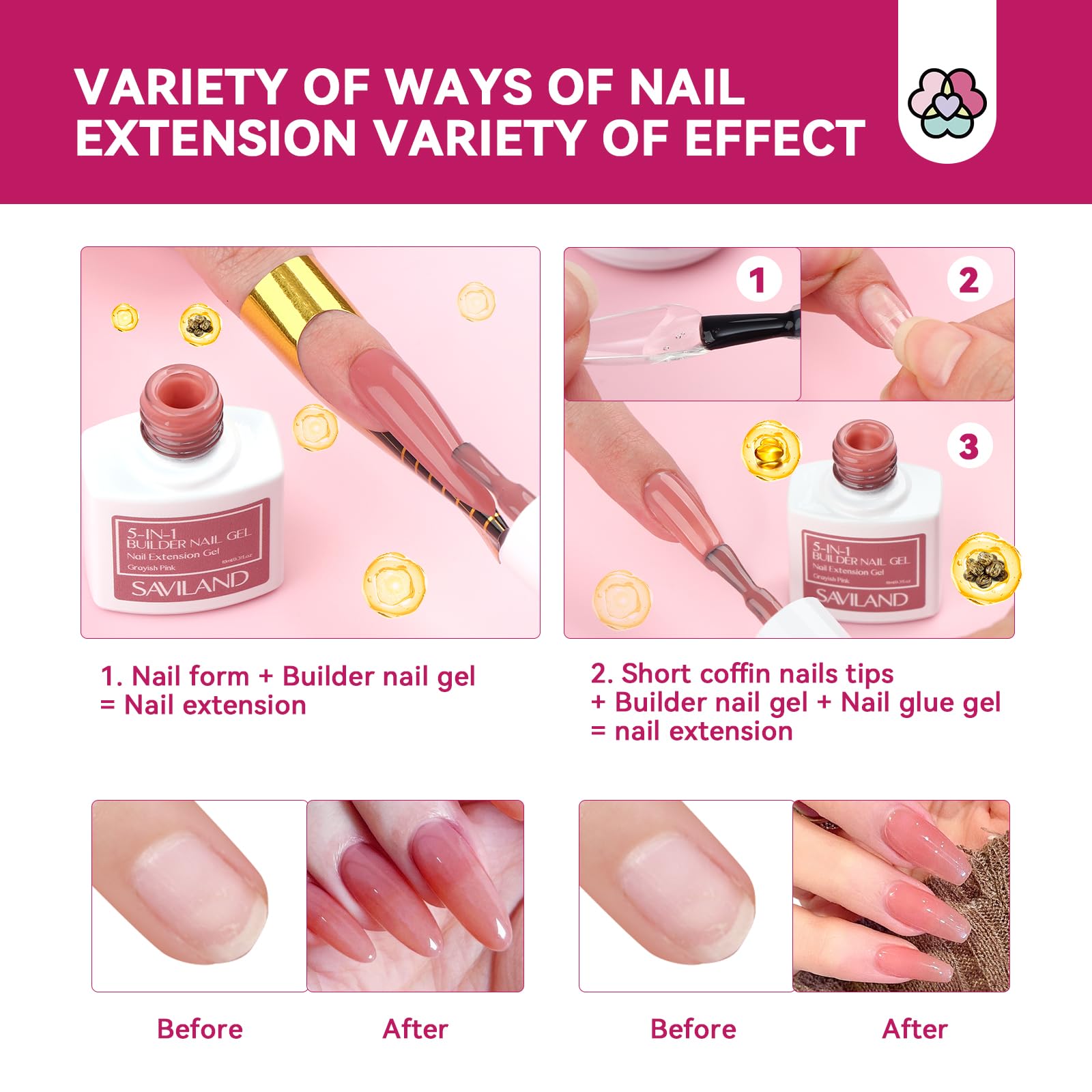 SAVILAND short coffin nail tips for precise extensions