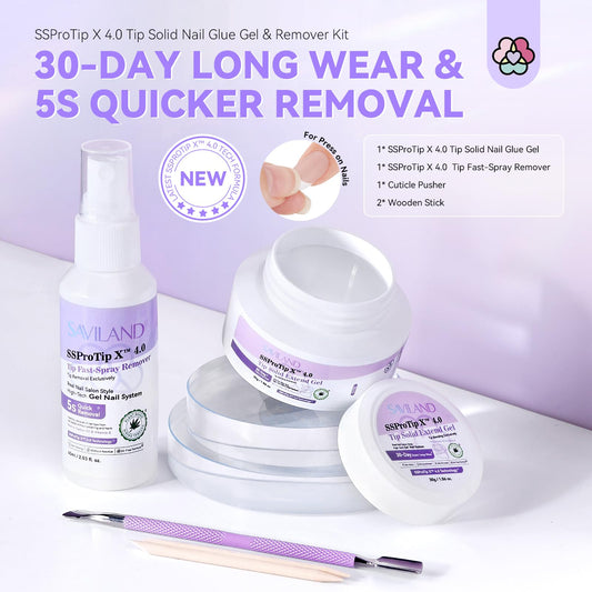 SAVILAND solid nail glue gel application demonstrates strong bond for tips