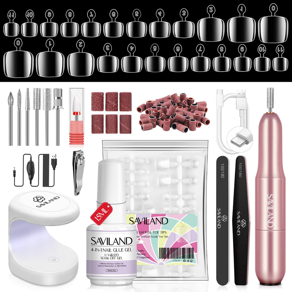 SAVILAND toe nail tips collection 500 pcs for versatile at-home pedicures.