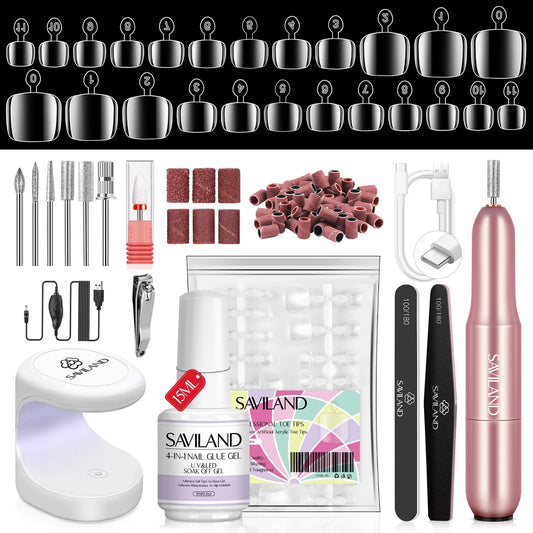 SAVILAND toe nail tips collection 500 pcs for versatile at-home pedicures.