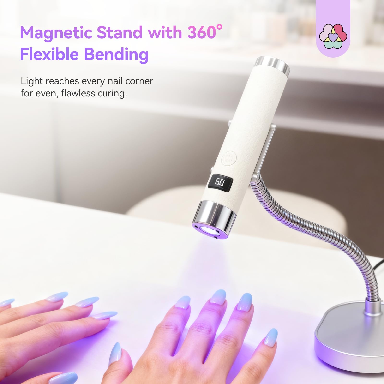 SAVILAND UV light ergonomic grip with leather-textured finish.