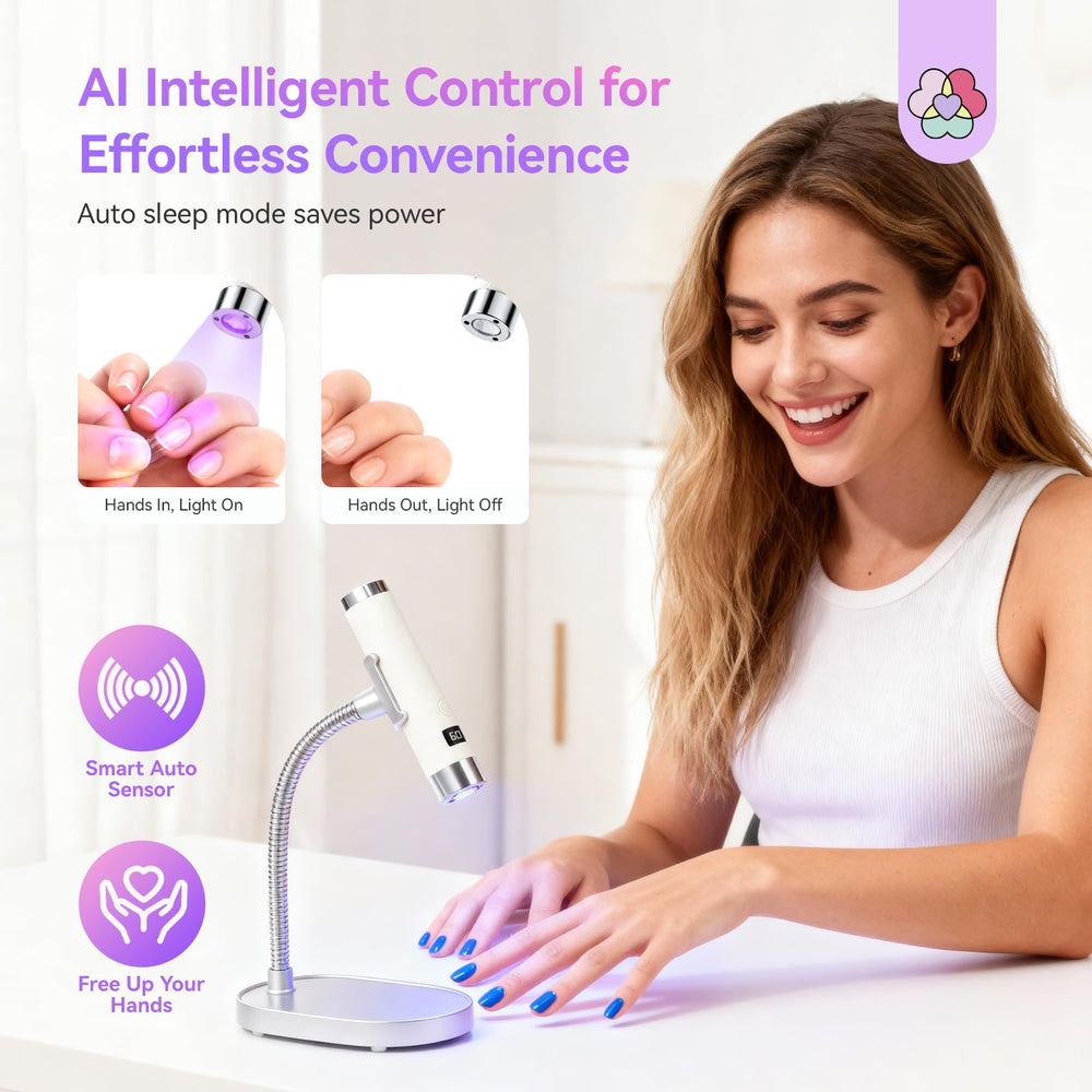 SAVILAND UV light on magnetic stand enables hands-free curing.