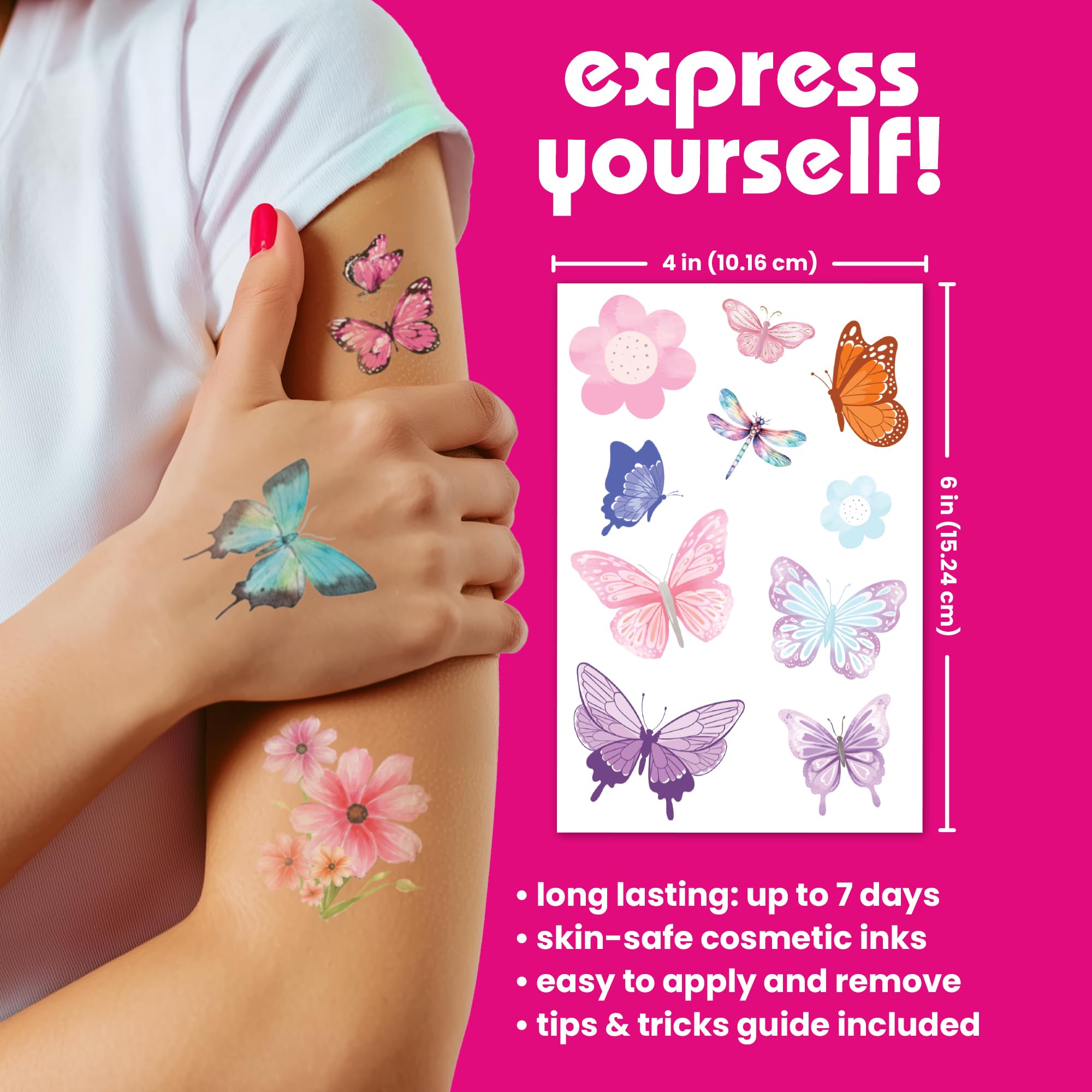 Savvi 500 tattoos showing hearts for birthday loot bags and crafts.