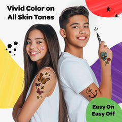 Savvi Crayola markers on skin for easy temporary expressions.