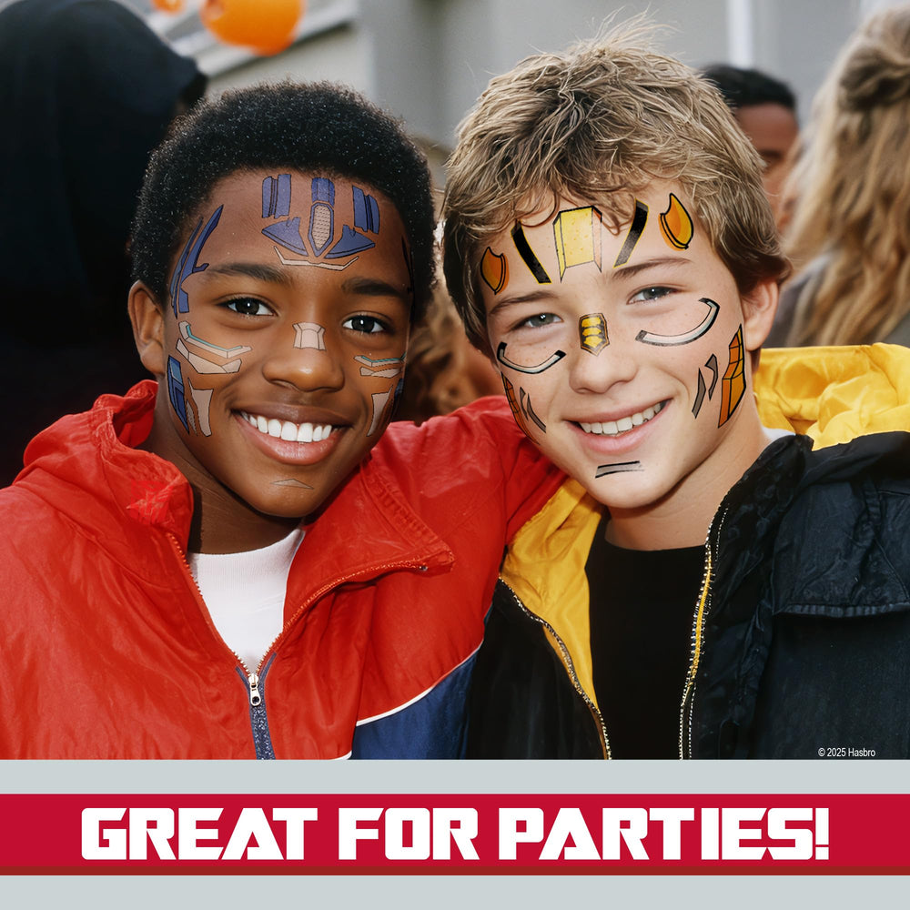 Savvi Transformers Autobot symbols face tattoo for bold event styling.