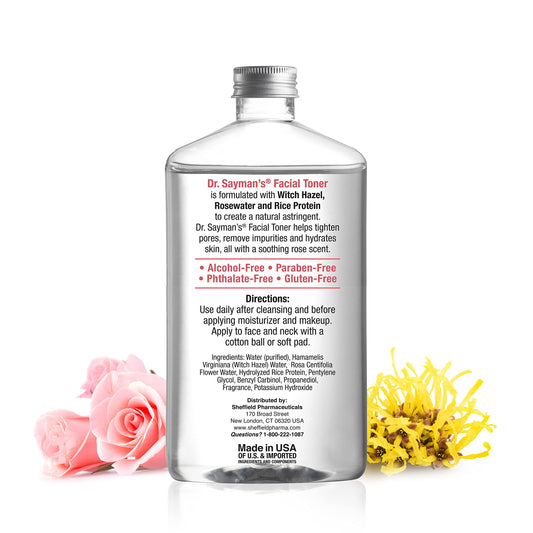 Sayman Salve toner highlights rosewater drops for a refreshing ritual.