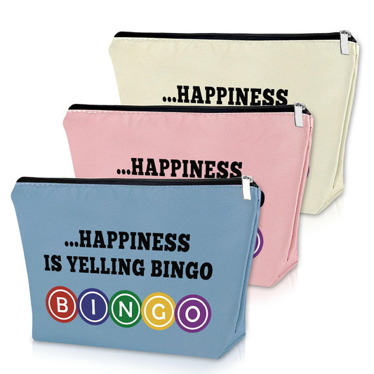 Sazuwu bingo gifts makeup bag set in blue pink and beige for travel and organization