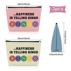 Sazuwu bingo themed cosmetic bag closeup showing durable zipper