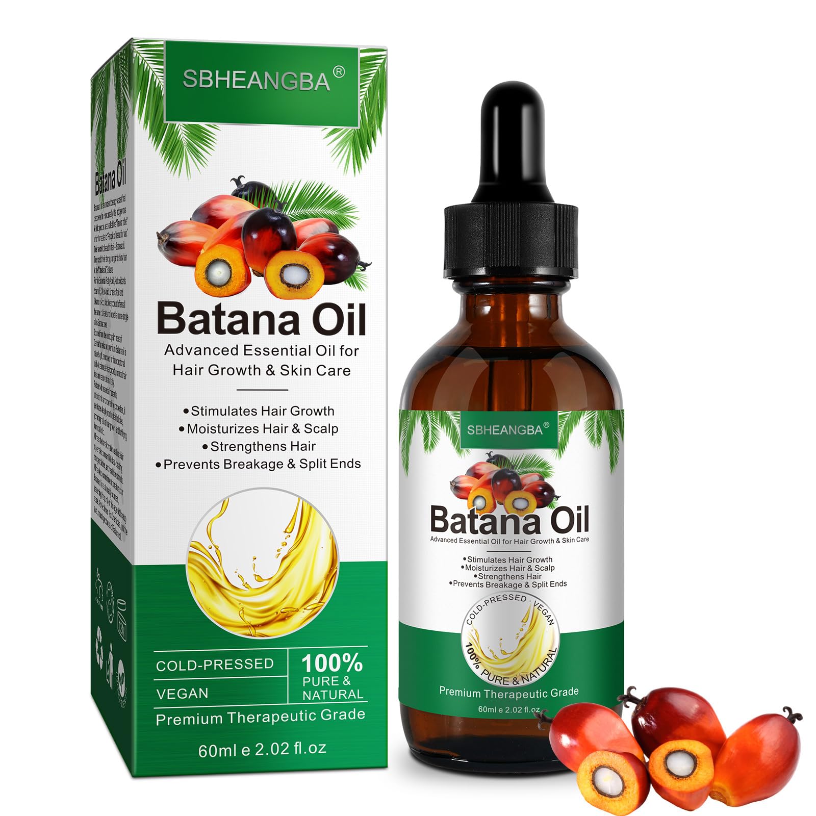 SBHEANGBA Batana Oil bottle focused on hair nourishment and natural shine.