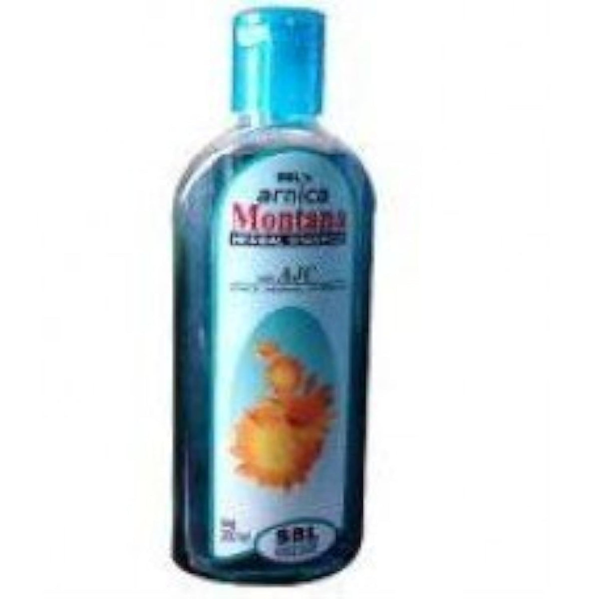 SBL Arnica Montana Shampoo bottle pouring for soft, healthy hair