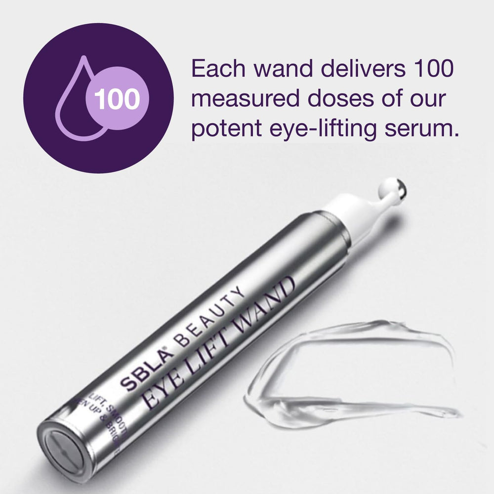SBLA Eye Lift Wand bottle close-up shows compact, travel-friendly design.