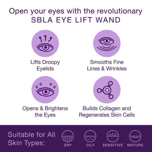 SBLA Eye Lift Wand close-up shows smooth serum texture for daily use.