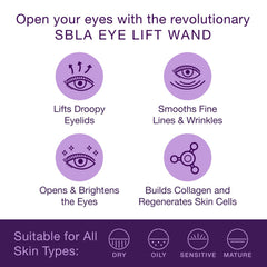 SBLA Eye Lift Wand close-up shows smooth serum texture for daily use.