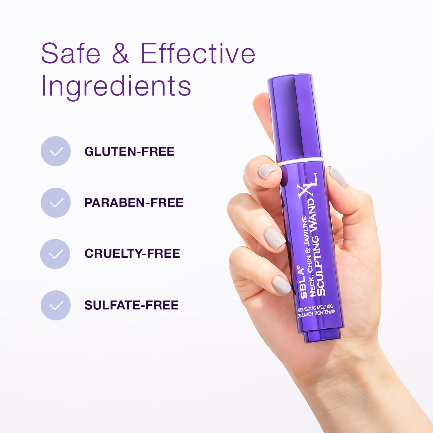 Ingredients panel features peptides HA microspheres and plant derived components