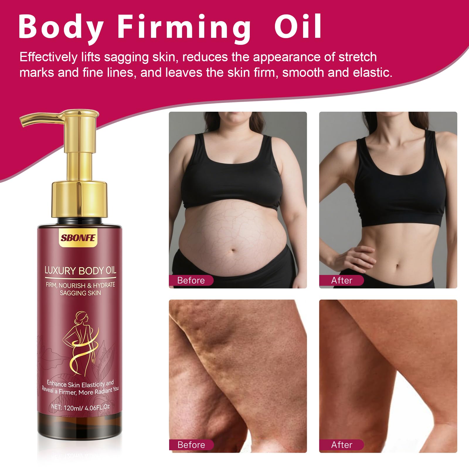 Swatch of SBONFE Body Firming Oil absorbed for a non-greasy finish