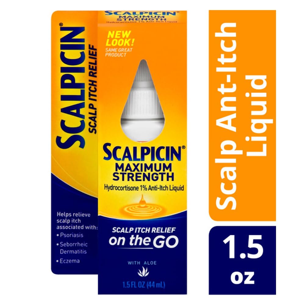 Scalpicin Max Strength bottle closeup highlights fast relief for itchy scalp