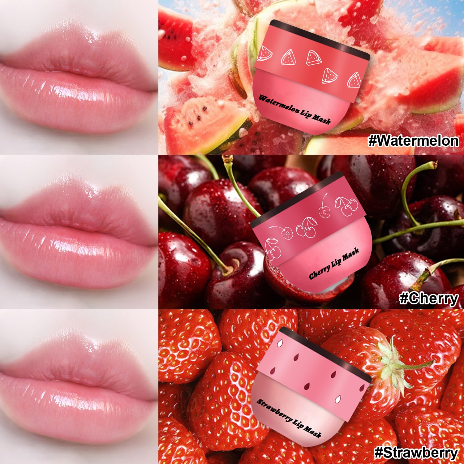 Scarman natural fruit extracts close-up with strawberry, watermelon, and cherry for pleasant application.