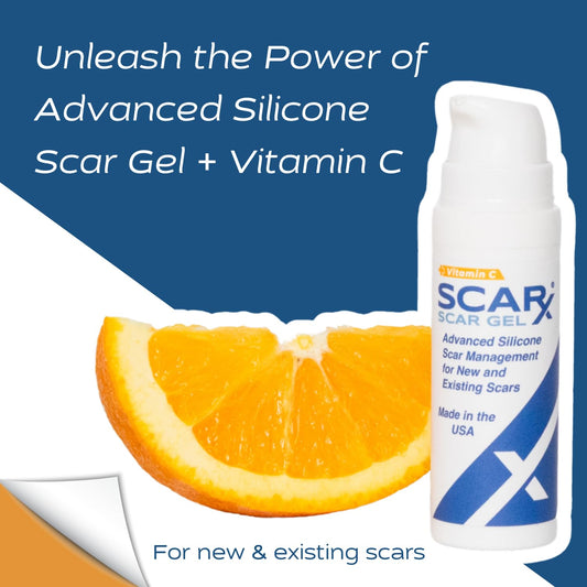 Scarx vitamin C gel swirl demonstrates infused formula for scar support
