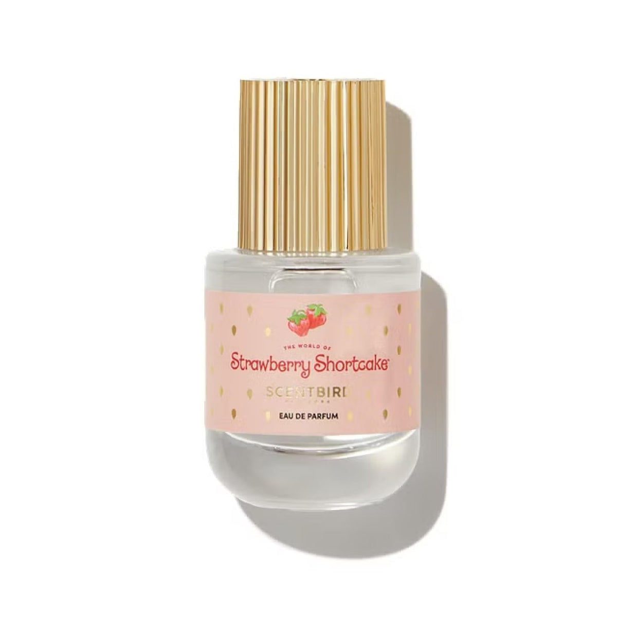 Scentbird Strawberry Shortcake EDP bottle on a shelf for everyday allure.