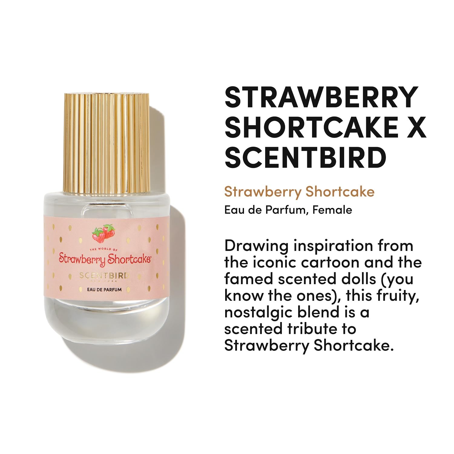 Scentbird Strawberry Shortcake EDP close-up cap emphasizing premium packaging appeal.
