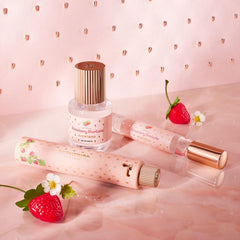 Scentbird Strawberry Shortcake EDP bottle label features strawberry motif for appeal.