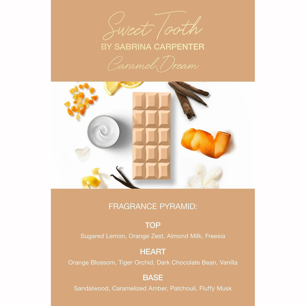 SCENT BEAUTY Sabrina Carpenter Caramel Dream cap closeup highlights premium design
