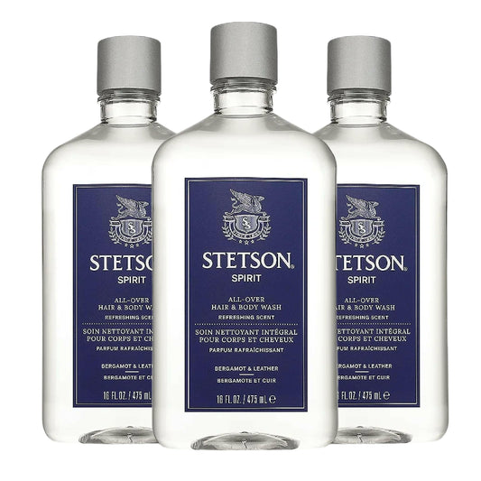 SCENT BEAUTY Stetson bottle trio showcasing Spirit, ideal for daily grooming.