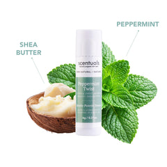 Scentuals Peppermint Twist lip balm texture swipe highlights minty refreshment