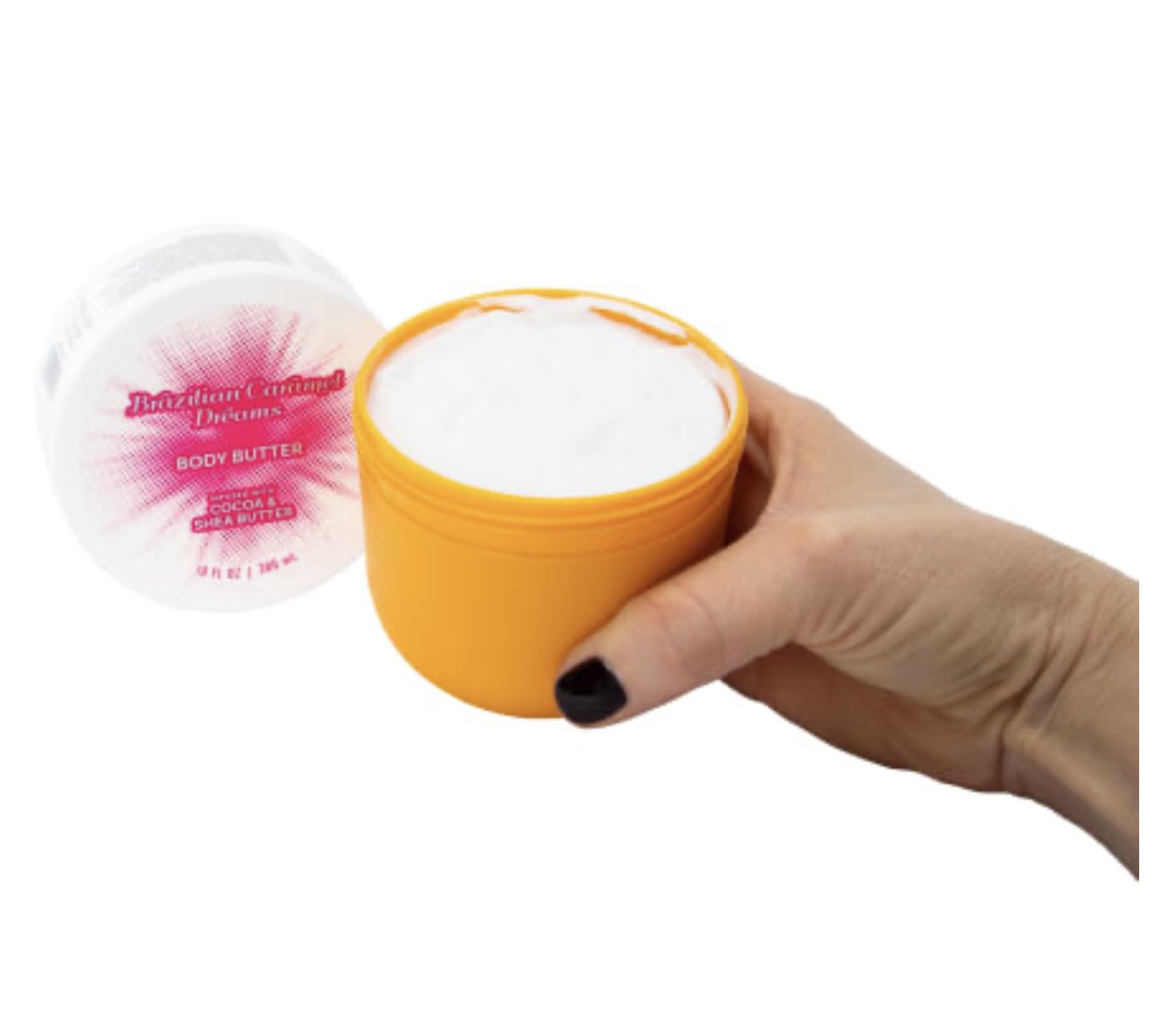 ScentXScent Solar Flare Body Butter label displaying Brazilian Caramel Dreams aroma for daily use.