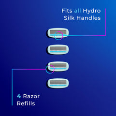 Schick Hydro Silk refills shown with Hydro Silk shave cream.
