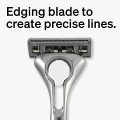 Schick Quattro Titanium refill featuring edging blade for precise lines.