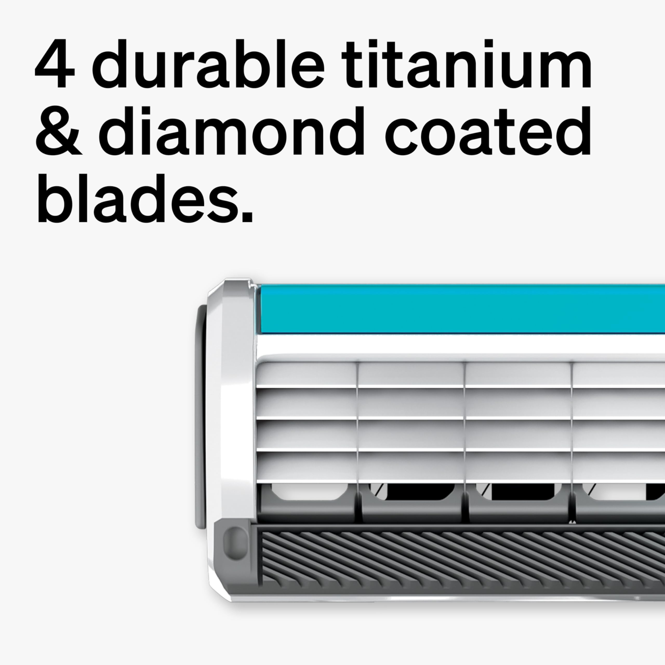 Schick Quattro Titanium refill lubricating strip for smooth glide.
