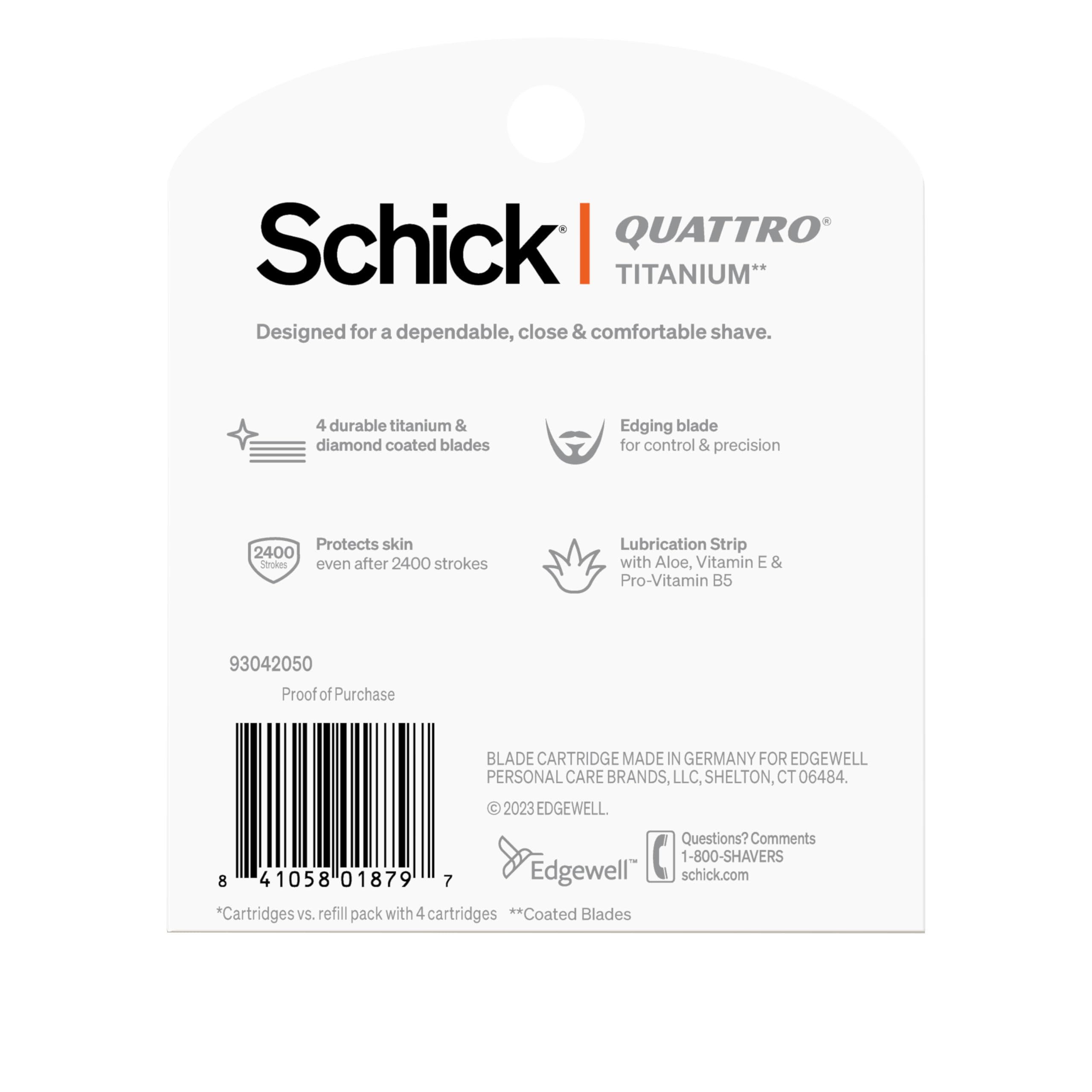 Schick Quattro Titanium shaving system protecting skin during use.