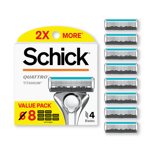Schick Quattro Titanium refill 8-count for a close, comfortable shave.