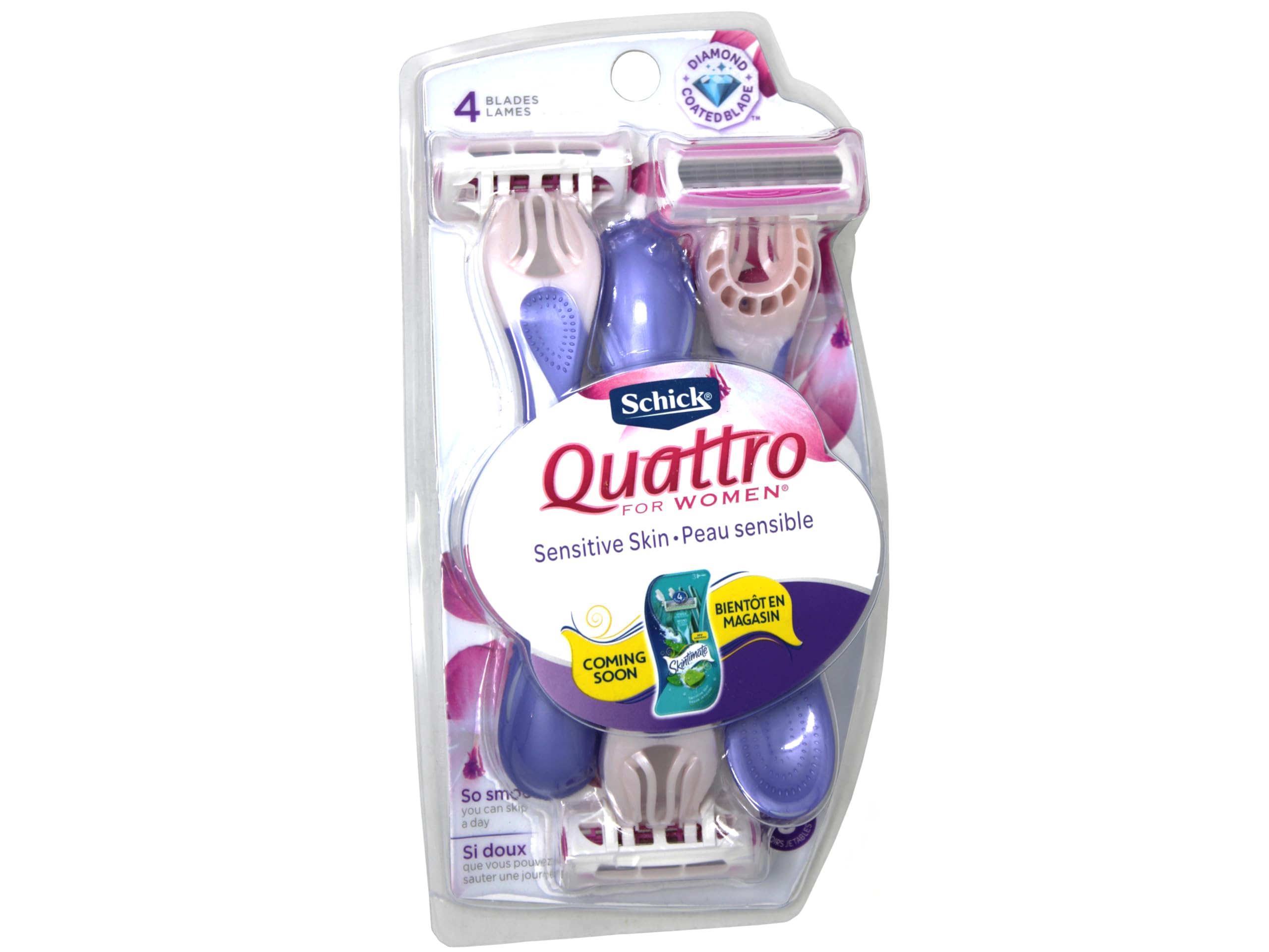 Schick Quattro Womens razor handle grip for comfortable control.
